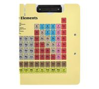 Clipboard Folder, A4 Foldable Clipboard with Dual Metal Clips File Cover PP Board Hold 80 Sheets 18.9 x 12.6 in Periodic Table of The Elements on Yellow with Atomic Numbers
