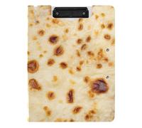 Clipboard Folder, A4 Foldable Clipboard with Dual Metal Clips File Cover PP Board Hold 80 Sheets 18.9 x 12.6 in Fried Pancake Face Texture Cream Color with Stains Dots