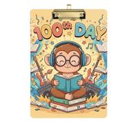 Clipboard Folder A4 Size 12.5" x 9" Folder Clipboard with Low Profile Clip for Student Teacher Office Supplies 100th Day Celebration Quiet Monkey