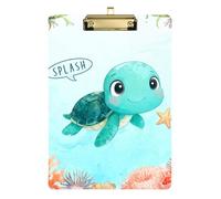 Clipboard Folder A4 Size 12.5" x 9" Inspectors Clipboard with Low Profile Clip for Observation Recorder Elementary Little Turtle in The Sea