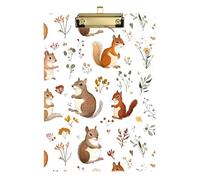 Clipboard Folder A4 Size 12.5" x 9" Metal Clipboard Folder with Low Profile Clip for Softball Coaches Medical Contractor Funny Squirrel White