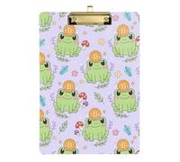 Clipboard Folder A4 Size 12.5" x 9" Plastic Clipboard with Low Profile Clip for Hospital Coaching Trade Quest Bitcoin Frog Fairy Tale