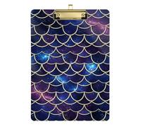 Clipboard Folder A4 Size 12.5" x 9" Plastic Clipboard with Low Profile Clip for Pediatric Nurse Laboratory Accessories Dark Purple Repeat Scales