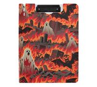 Clipboard Folder Bat in The Fire Halloween A4 Clipboard Folio Double Metal Clips Pen Holder School Clip Board with Cover