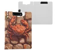 Clipboard Folder Beauty Crab Fire Brick A4 Clipboard Binderfolio Horizontal and Vertical Double Clips Office Clip Board with Hard Cover