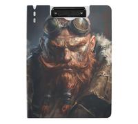 Clipboard Folder Brown Fierce Viking Warrior A4 Clipboard Binder Double Metal Clips Pen Holder School Clip Board with Cover