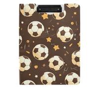 Clipboard Folder Brown Soccer Star A4 Clipboard Padfolio Double Metal Clips Pen Holder Nursing Clip Board with Cover