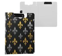 Clipboard Folder Carnival Fleur-de-lis Gold and Silver A4 Clipboard with Binder Horizontal and Vertical Double Clips Office Clip Board with Cover