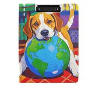Clipboard Folder Cartoon Cute Dog That Eats The Earth A4 Clipboard Folio Binder Horizontal and Vertical Double Clips School Clip Board with Hard Cover