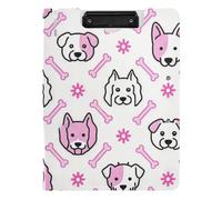 Clipboard Folder Cartoon Dog Heads and Bone Simple Line A4 Clipfolio Horizontal and Vertical Double Clips Office Clip Board with Cover