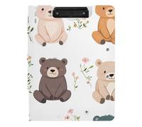 Clipboard Folder Cartoon Sweet Bear White A4 Clipboard Padfolio Horizontal and Vertical Double Clips School Clip Board with Cover
