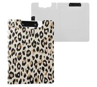 Clipboard Folder Fashion Leopard Off White Brown A4 Clipboard Clipfolio Double Metal Clips Pen Holder School Clip Board with Hard Cover