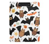 Clipboard Folder Halloween Cartoon Bats and Owls A4 Clipboard Clipfolio Horizontal and Vertical Double Clips Office Clip Board with Hard Cover
