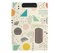 Clipboard Folder Memphis Style A4 Clipboard Folio Two Metal Clips Pen Holder School Clip Board with Cover