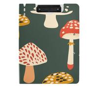 Clipboard Folder Mushroom Pattern Colorful Dark Green A4 Clipboard Clipfolio Double Clips Pen Holder Office Clip Board with Cover