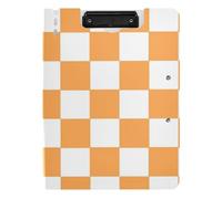 Clipboard Folder Orange and White American Plaid A4 Clipboard with Padfolio Horizontal and Vertical Double Clips Office Clip Board with Cover