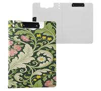 Clipboard Folder Pink Carnation Green Leaves William Morris A4 Clipboard Folio Double Metal Clips Pen Holder Nursing Clip Board with Cover