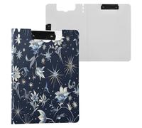 Clipboard Folder Shining Moon Flowers A4 Clipboard Binderfolio Horizontal and Vertical Double Clips Office Clip Board with Cover