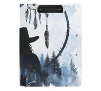 Clipboard Folder Western Cowboy Dream Catchers Deer Skull A4 Clipboard Clipfolio Horizontal and Vertical Double Clips Office Clip Board with Cover