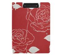 Clipboard Folder White Rose Lines Red Retro A4 Clipboard Padfolio Horizontal and Vertical Double Clips Nursing Clip Board with Cover