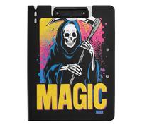 Clipboard Folder with Storage 80s Grim Reaper A4 Clipfolio Double Metal Clips Pen Holder School Clip Board with Cover