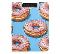 Clipboard Folder with Storage A4 Clipboard Folio Two Metal Clips Pen Holder Office Clip Board with Hard Cover Sweet Potato Doughnut Cape Cod Style