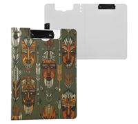 Clipboard Folder with Storage Afro Arrow Soft Green Orange A4 Clipboard with Padfolio Two Metal Clips Pen Holder Office Clip Board Cover