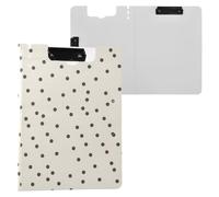 Clipboard Folder with Storage Brown Polka Dots A4 Clipboard Clipfolio Two Metal Clips Pen Holder School Clip Board with Hard Cover
