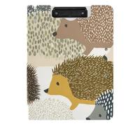 Clipboard Folder with Storage Cartoon Hedgehog Cute Colorful A4 Clipboard Clipfolio Double Metal Clips Pen Holder School Clip Board with Cover