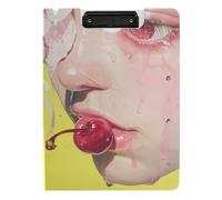 Clipboard Folder with Storage Cherry Beauty Yellow A4 Clipboard with Padfolio Horizontal and Vertical Double Clips School Clip Board with Cover