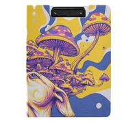 Clipboard Folder with Storage Crazy Dogs Mushroom Multicolor A4 Clipboard with Padfolio Double Clips Pen Holder School Clip Board Cover