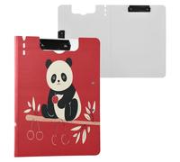 Clipboard Folder with Storage Crazy Ranch Panda Cherry Red A4 Clipboard Folio Two Metal Clips Pen Holder Nursing Clip Board with Hard Cover