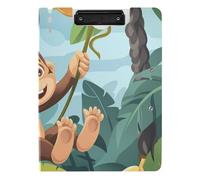 Clipboard Folder with Storage Cute Cartoon Monkey and Banana A4 Clipboard Folio Horizontal and Vertical Double Clips School Clip Board with Hard Cover