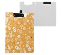 Clipboard Folder with Storage Cute Cherry Blossom Yellow A4 Clipboard Folio Binder Two Metal Clips Pen Holder Office Clip Board with Hard Cover