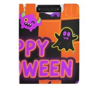 Clipboard Folder with Storage Fluorescent Orange Checkered Halloween Black A4 Clipboard Folio Double Clips Pen Holder Nursing Clip Board with Cover