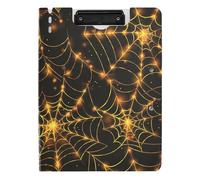 Clipboard Folder with Storage Glowing Spiderweb Yellow Black A4 Clipboard Binder Horizontal and Vertical Double Clips School Clip Board with Hard Cover