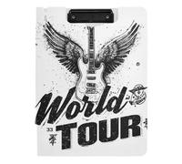 Clipboard Folder with Storage Gothic Black Guitar A4 Clipboard with Binder Horizontal and Vertical Double Clips Nursing Clip Board with Cover