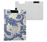 Clipboard Folder with Storage Gray Dragon Blue A4 Clipboard Folio Binder Double Clips Pen Holder School Clip Board with Hard Cover