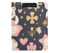 Clipboard Folder with Storage Mr &mrs Animal Bear Peach Gold A4 Clipboard Binder Double Clips Pen Holder Nursing Clip Board with Hard Cover