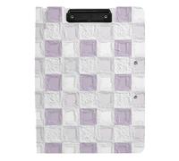 Clipboard Folder with Storage Oil on Canvas Purple and White Checkered Pattern A4 Clipboard with Padfolio Two Metal Clips Pen Holder School Clip Board with Cover