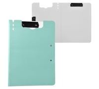 Clipboard Folder with Storage Pale Blue Plain A4 Clipboard Folio Binder Horizontal and Vertical Double Clips Nursing Clip Board with Hard Cover