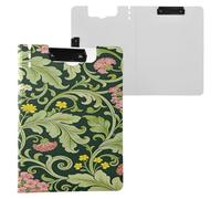 Clipboard Folder with Storage Pink Carnation Green Leaves William Morris A4 Clipboard Padfolio Double Metal Clips Pen Holder Office Clip Board with Cover