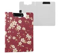Clipboard Folder with Storage Pink Cherry Blossom Red A4 Clipboard Folio Binder Two Metal Clips Pen Holder Office Clip Board with Cover