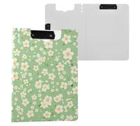 Clipboard Folder with Storage White Cherry Blossoms A4 Clipfolio Double Clips Pen Holder School Clip Board with Hard Cover