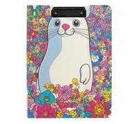 Clipboard Funny Seal Colorful Flowers A4 Clipboard Folio Double Metal Clips Pen Holder School Clip Board with Cover