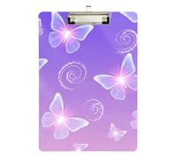 Clipboard Glowing Butterflies Purple Decorative Clipboards for Nurses Teachers Coaches Cute Decorative Letter Size Clipboards Low Profile Gold Clip Retractable Hanging Tab
