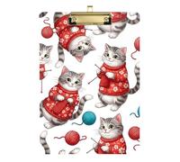 Clipboard Gray White Cats Red Floral Writing Boards A4 Standard Size Clip Boards for Nurses, Lawyers, Doctor Offices, Low Profile Gold Clip Retractable Hanging Tab