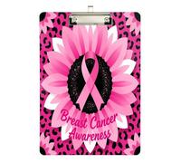 clipboard Hanger Sunflower Pink Breast Cancers Awareness Transparent for Nursing Student Trade Quest Size 9 x 12.5 Tabla para escribir