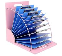 Clipboard Holder, Whiteboard & Ground Clipboards Organize, 12 Layer, 9.4" Wide Storage Rack, Wooden Clipboard Organizer with Sturdy Metal Shelf for Classroom Office Workshop, Gift for Student Teacher