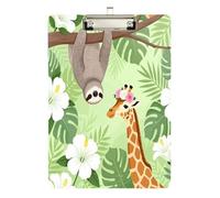 clipboard Hook Giraffe Sloth White Lily Flowers Acrylic Cute for Softball Coaches clipboard Teacher Size 9 x 12.5 Tabla para escribir con Clip